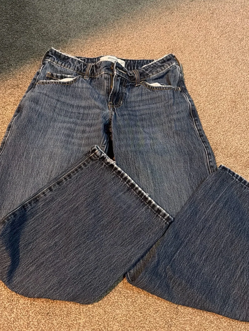 Hollister Blue low rise baggy Wide Leg Jeans